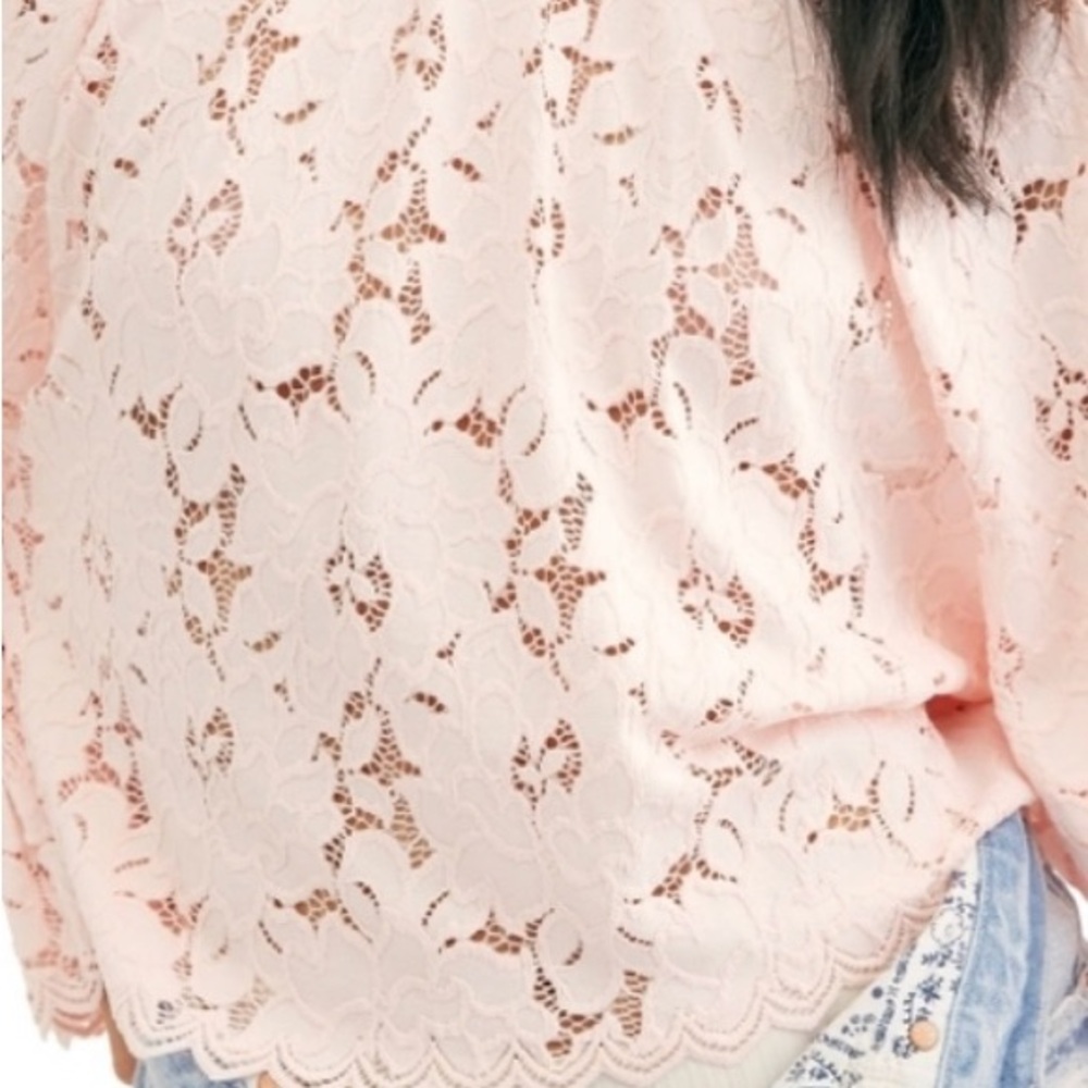 Free People Blush Lace Blouse